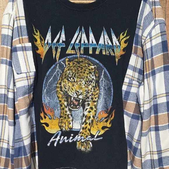 Upcycled 'Def Leapord' Women's Long Tee - Picture 2 of 5